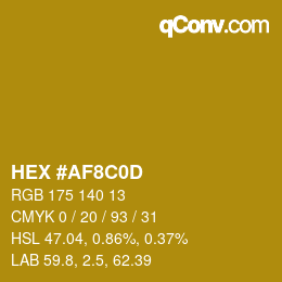 Color code: HEX #AF8C0D | qconv.com