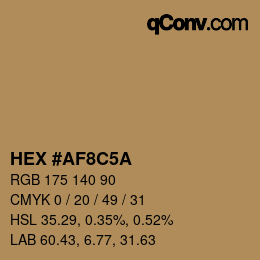 Farbcode: HEX #AF8C5A | qconv.com