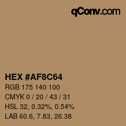 Color code: HEX #AF8C64 | qconv.com