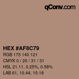 Color code: HEX #AF8C79 | qconv.com