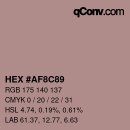 Color code: HEX #AF8C89 | qconv.com