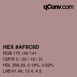 Color code: HEX #AF8C8D | qconv.com
