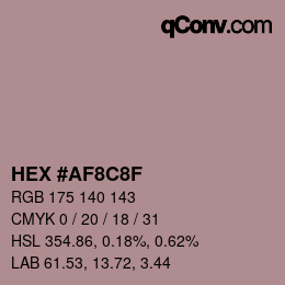 Color code: HEX #AF8C8F | qconv.com