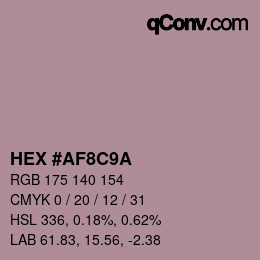 Color code: HEX #AF8C9A | qconv.com