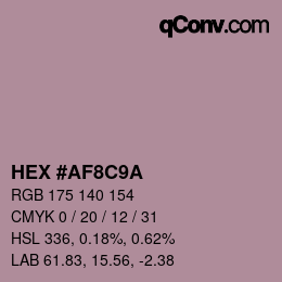 Color code: HEX #AF8C9A | qconv.com