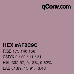 Color code: HEX #AF8C9C | qconv.com