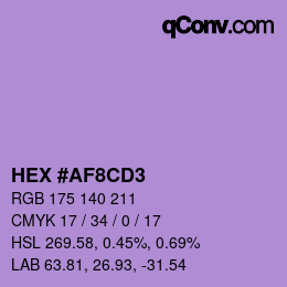 Color code: HEX #AF8CD3 | qconv.com
