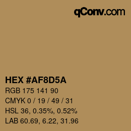 Código de color: HEX #AF8D5A | qconv.com