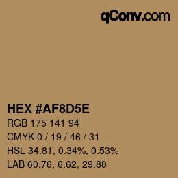 Código de color: HEX #AF8D5E | qconv.com