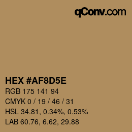 Code couleur: HEX #AF8D5E | qconv.com