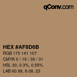 カラーコード: HEX #AF8D6B | qconv.com