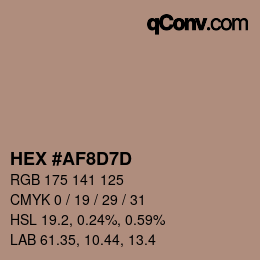カラーコード: HEX #AF8D7D | qconv.com
