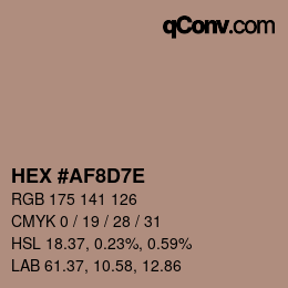 Color code: HEX #AF8D7E | qconv.com