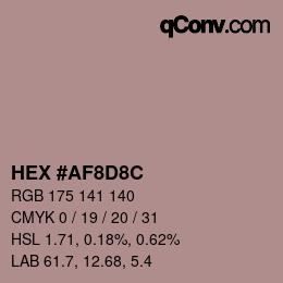 Color code: HEX #AF8D8C | qconv.com