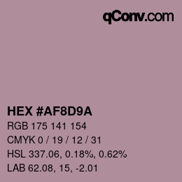 Color code: HEX #AF8D9A | qconv.com