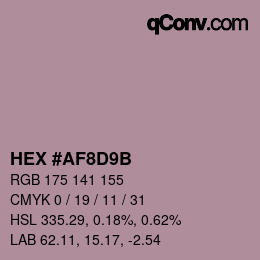Color code: HEX #AF8D9B | qconv.com