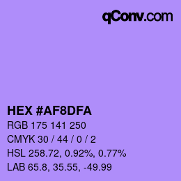 Color code: HEX #AF8DFA | qconv.com
