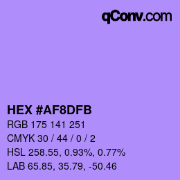 Color code: HEX #AF8DFB | qconv.com