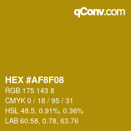 カラーコード: HEX #AF8F08 | qconv.com