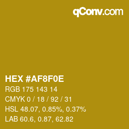 Color code: HEX #AF8F0E | qconv.com