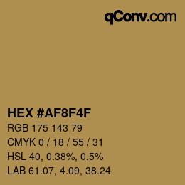 カラーコード: HEX #AF8F4F | qconv.com