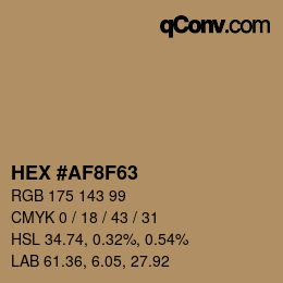 カラーコード: HEX #AF8F63 | qconv.com