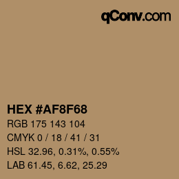 Color code: HEX #AF8F68 | qconv.com