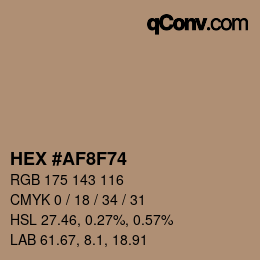 颜色代码: HEX #AF8F74 | qconv.com