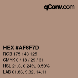 Color code: HEX #AF8F7D | qconv.com
