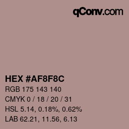 Color code: HEX #AF8F8C | qconv.com