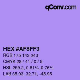 Color code: HEX #AF8FF3 | qconv.com