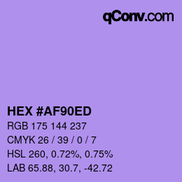 カラーコード: HEX #AF90ED | qconv.com