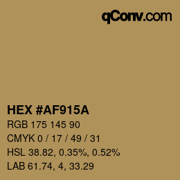Farbcode: HEX #AF915A | qconv.com