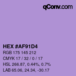 颜色代码: HEX #AF91D4 | qconv.com