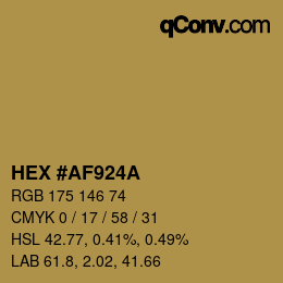 カラーコード: HEX #AF924A | qconv.com