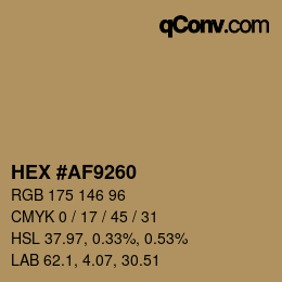 Color code: HEX #AF9260 | qconv.com