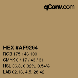 Color code: HEX #AF9264 | qconv.com