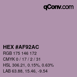 カラーコード: HEX #AF92AC | qconv.com
