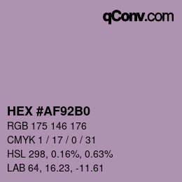 颜色代码: HEX #AF92B0 | qconv.com