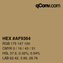 颜色代码: HEX #AF9364 | qconv.com