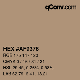 カラーコード: HEX #AF9378 | qconv.com