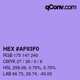 カラーコード: HEX #AF93F0 | qconv.com