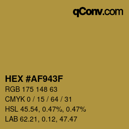 Color code: HEX #AF943F | qconv.com