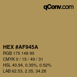 Código de color: HEX #AF945A | qconv.com