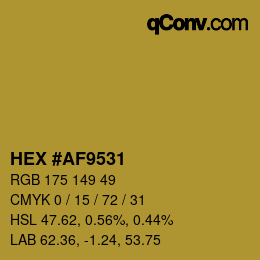 Color code: HEX #AF9531 | qconv.com