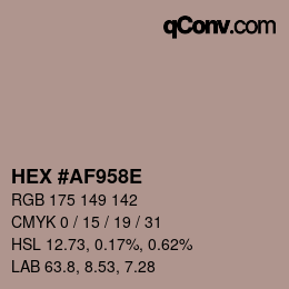 Color code: HEX #AF958E | qconv.com
