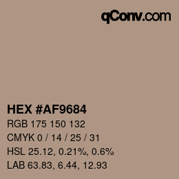 颜色代码: HEX #AF9684 | qconv.com