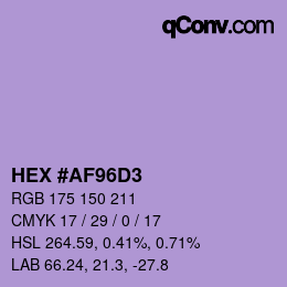 カラーコード: HEX #AF96D3 | qconv.com