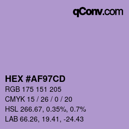 Color code: HEX #AF97CD | qconv.com