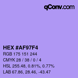 Color code: HEX #AF97F4 | qconv.com